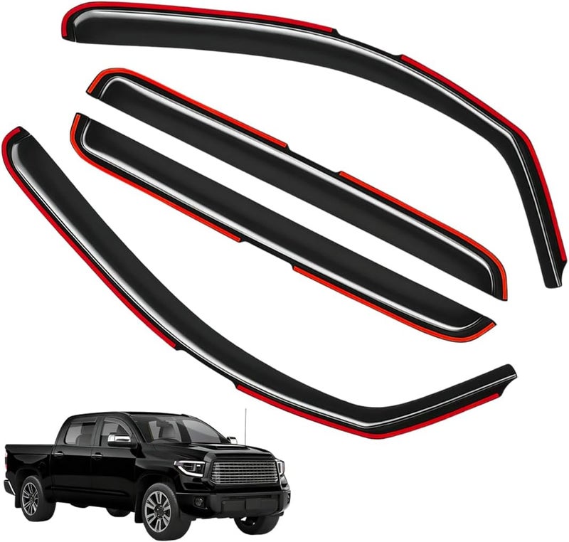 LONGKEES Window Visors Rain Guards FIT 2007–2021 Toyota Tundra CrewMax – in-Channel Vent Deflectors 4PC Set All-Weather - Image 1